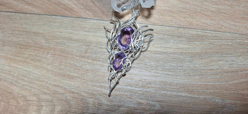 Miniature : RIVENIËL- Doubles Améthystes Multif.Naturelles grade AAAA++,Fil Plaqué Argent925