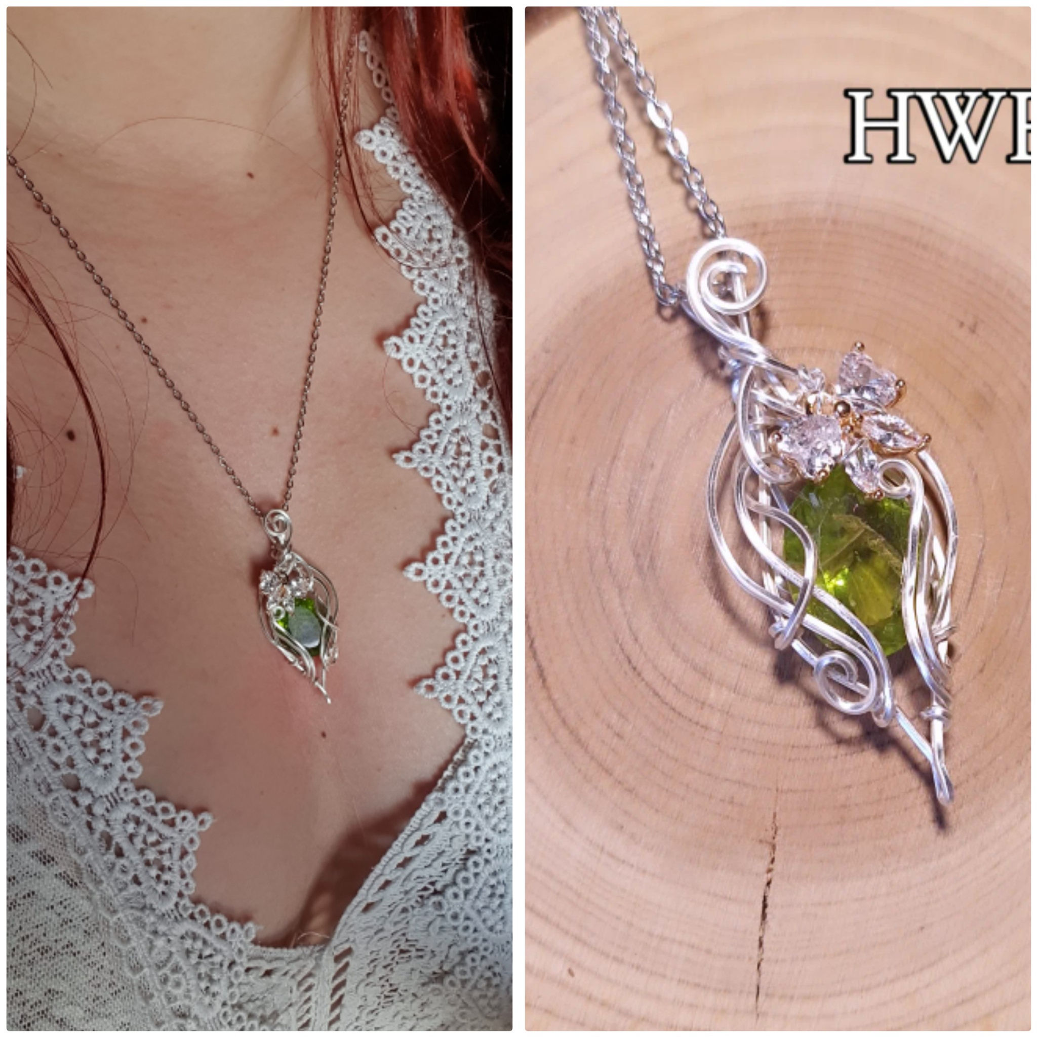 HWESTIËL - Péridot Naturelle, Fil Plaqué Argent 925