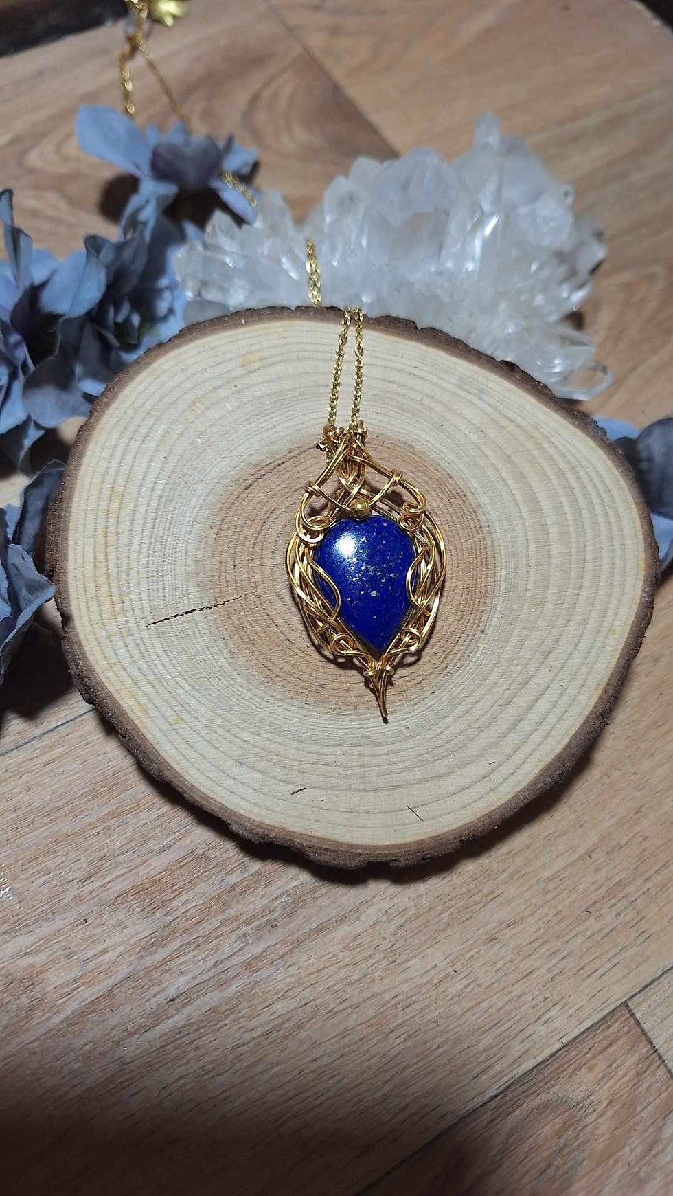Miniature : AMARIË - Lapis Lazuli Naturel, Fil Plaqué Or Antique