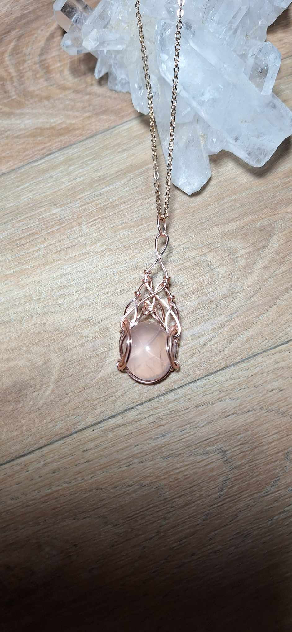 Miniature : MELMILIN - Quartz Rose Naturel, Fil Plaqué Or Rose