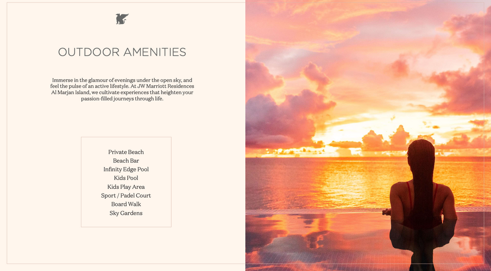 Dubai JW Marriott
Real Estate Investment
Outdoor amenities
Al Marjan Island