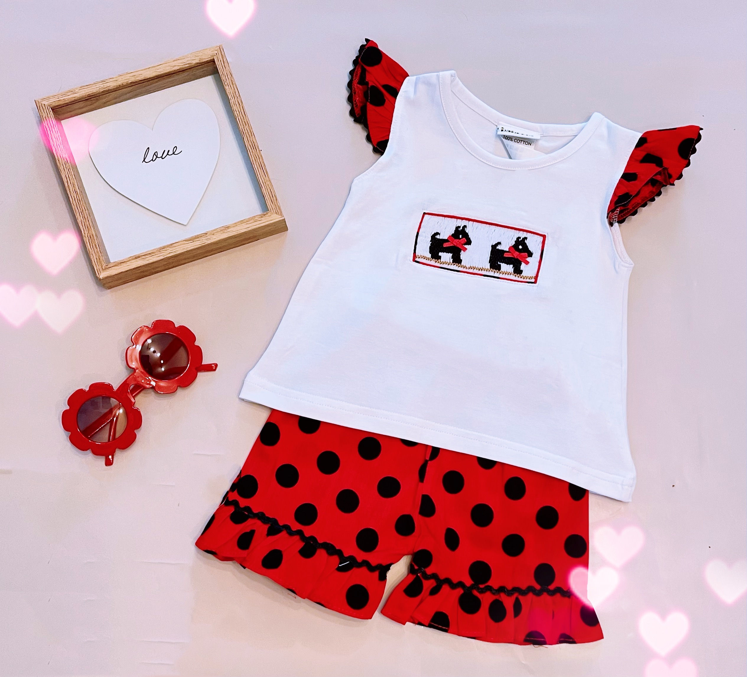 Conjunto corto “hand Smocked" perrito