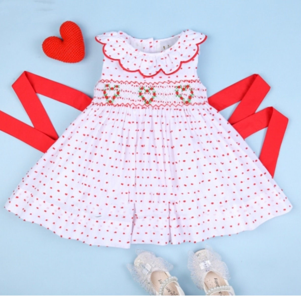 Vestido Rojo corazones “Smocked”