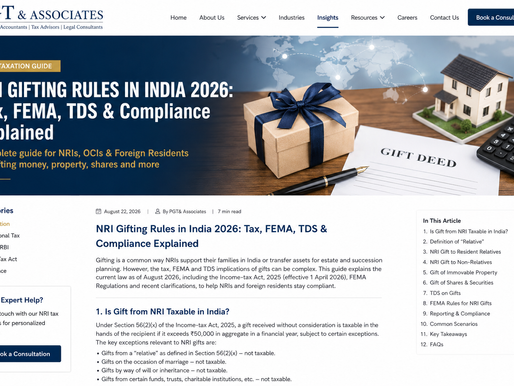NRI gift tax India 2026 - FEMA property and remittance rules