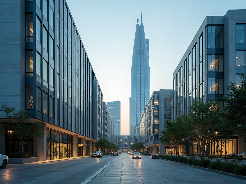 Modern corporate building exterior in Ahmedabad business district