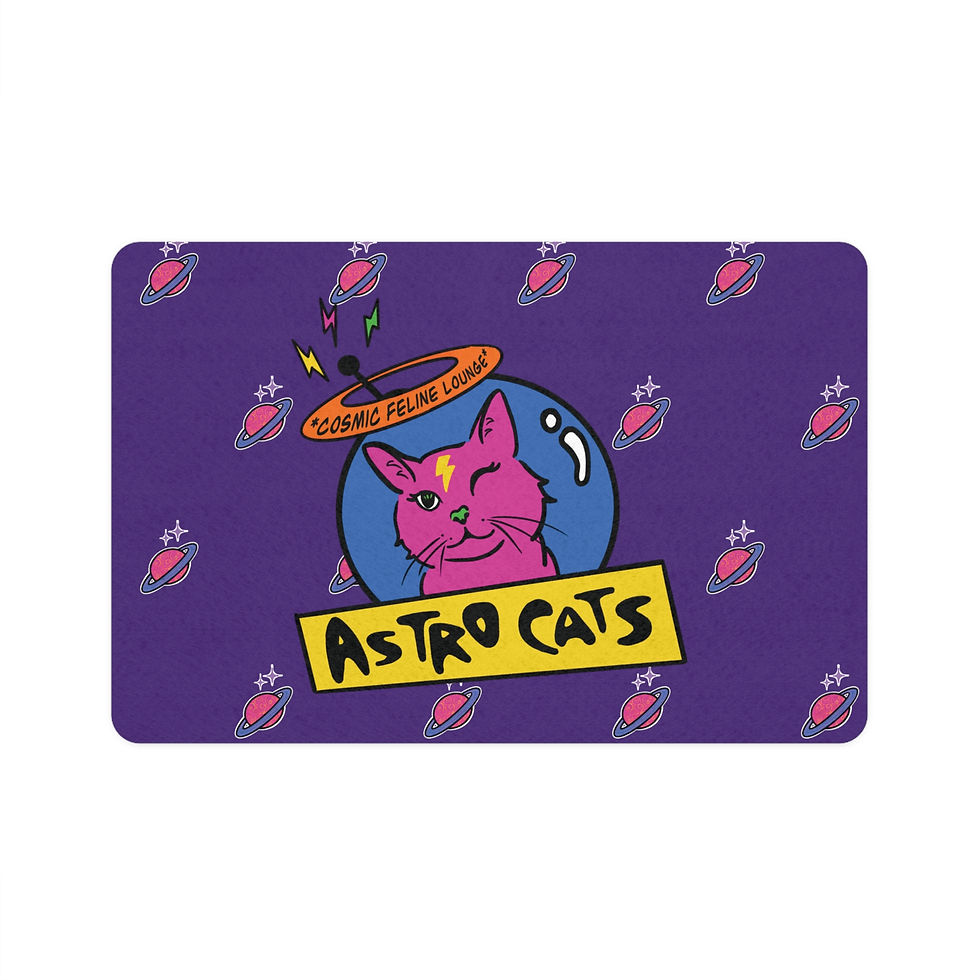 Thumbnail: AstroCats Cosmic Feline Lounge Cat Food Mat *galaxy purple* 
