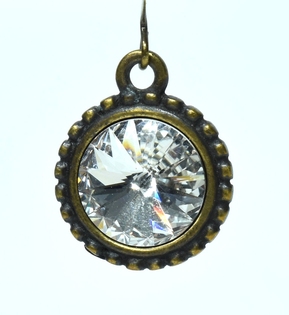 Thumbnail: Luminous Crystal & Brass Earrings
