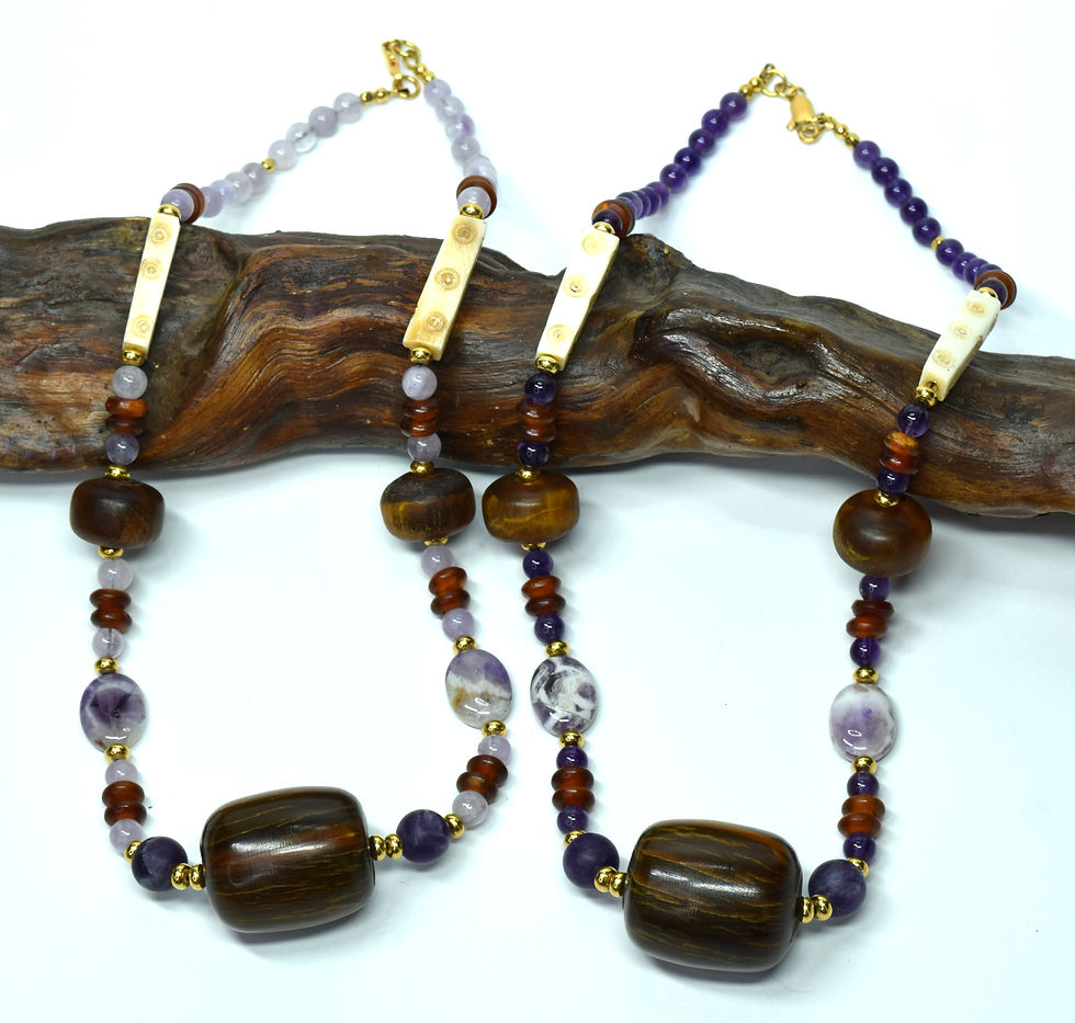 Thumbnail: Bold Horn & Dark Amethyst Necklace