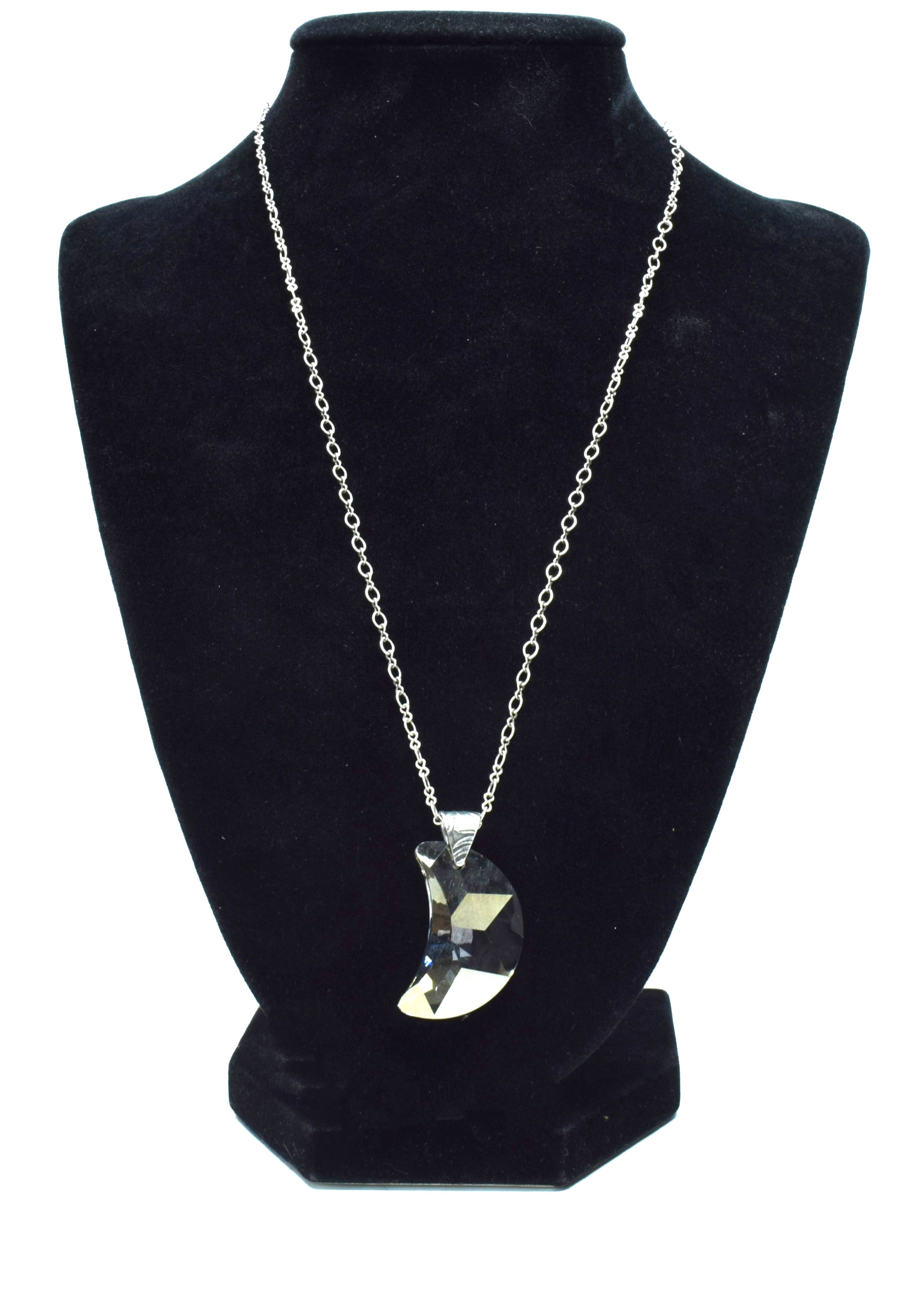 Smoky Austrian Crystal Crescent Moon Necklace