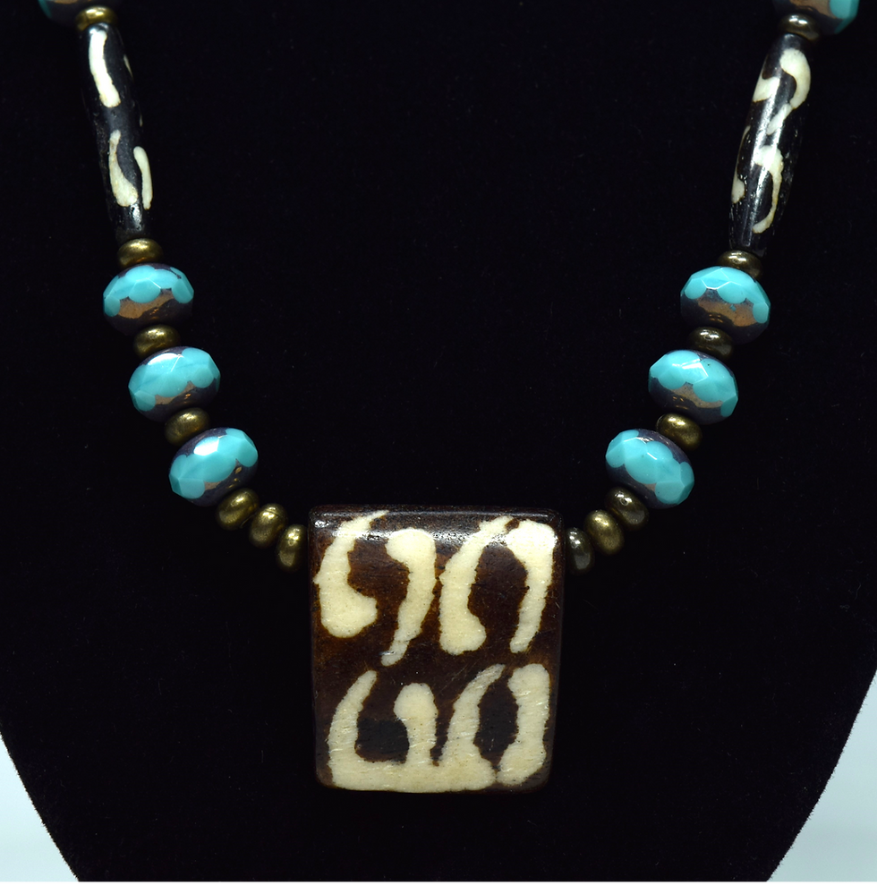 Thumbnail: Night Sky Bone & Glass Necklace
