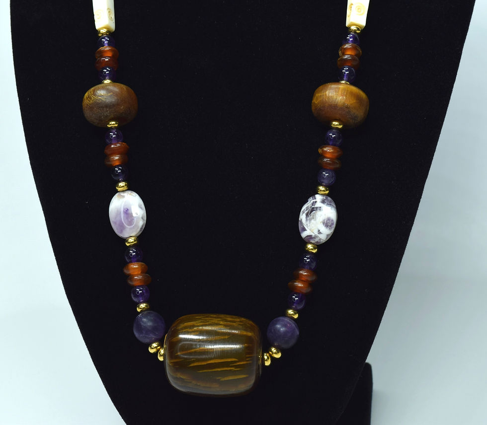 Thumbnail: Bold Horn & Dark Amethyst Necklace