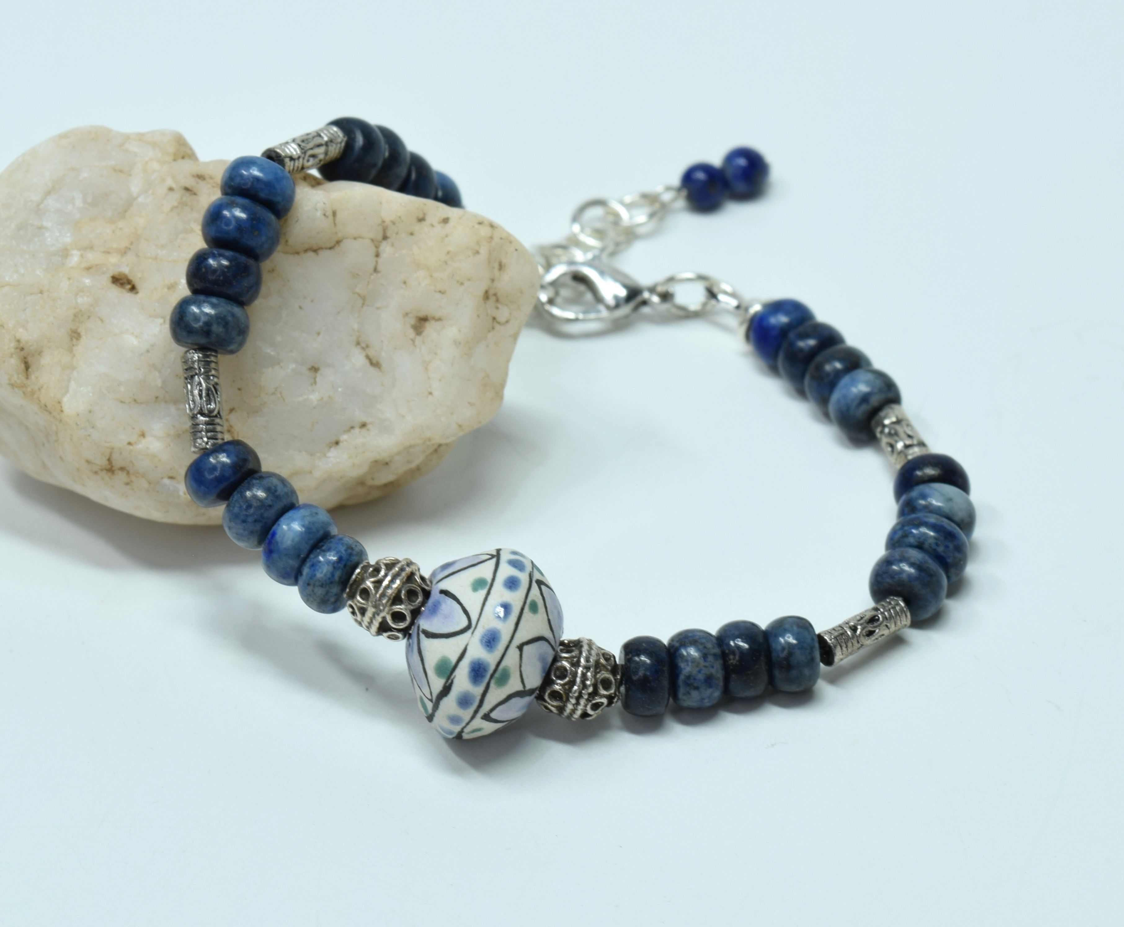 Artisan Blue Ceramic & Sodalite Bracelet