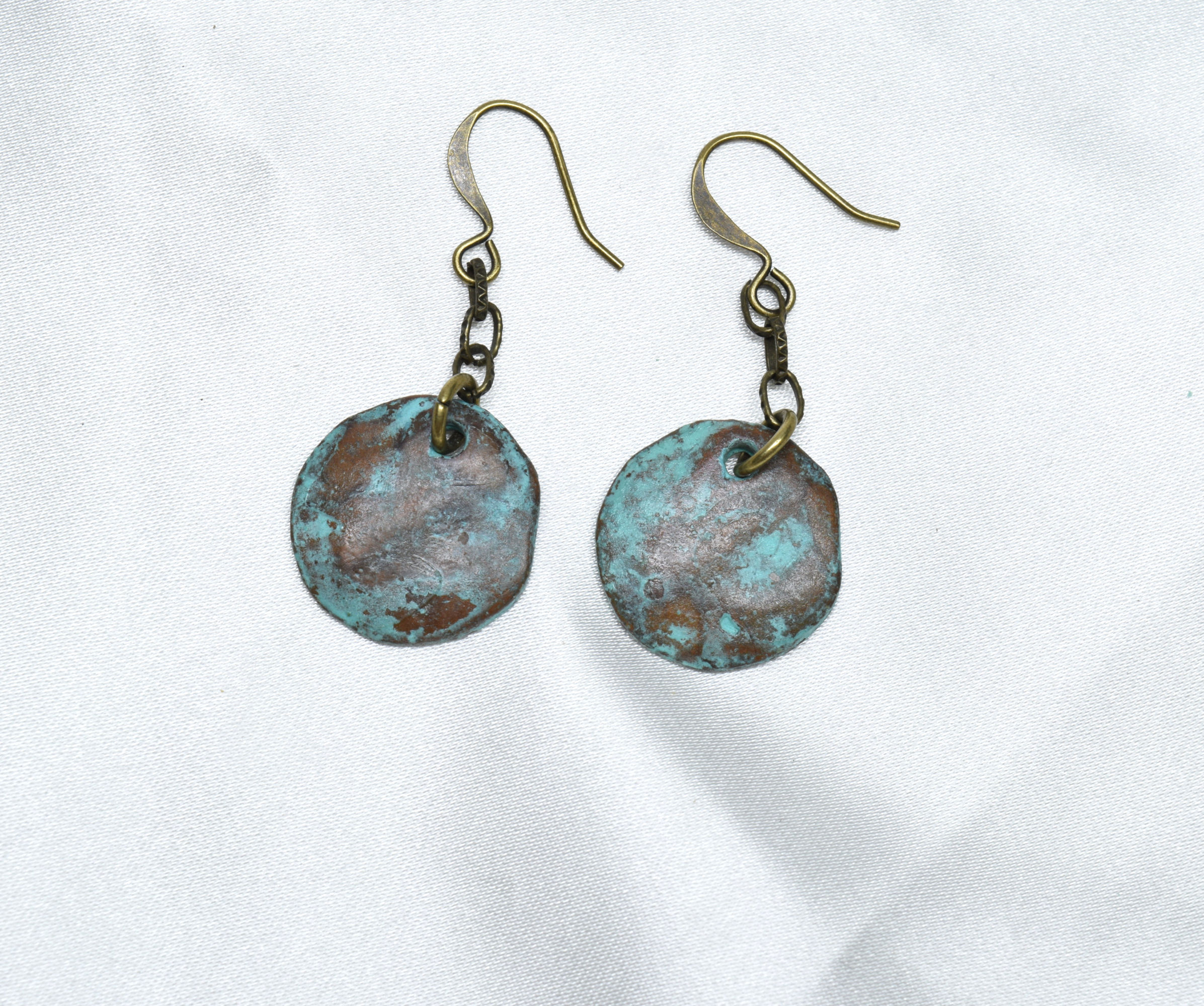 Weathered Disc Patina Earrings