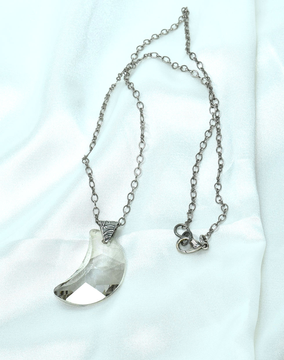 Thumbnail: Smoky Austrian Crystal Crescent Moon Necklace