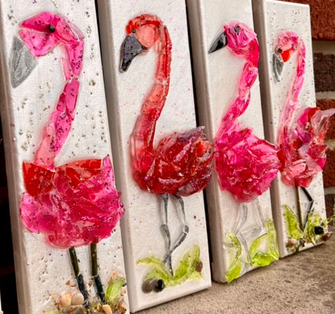 Fun flamingo art