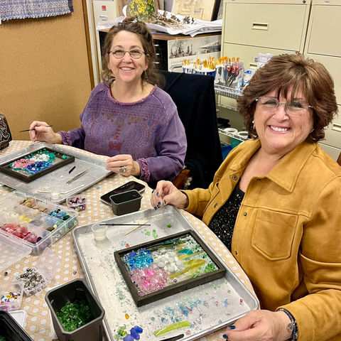 Women smiling