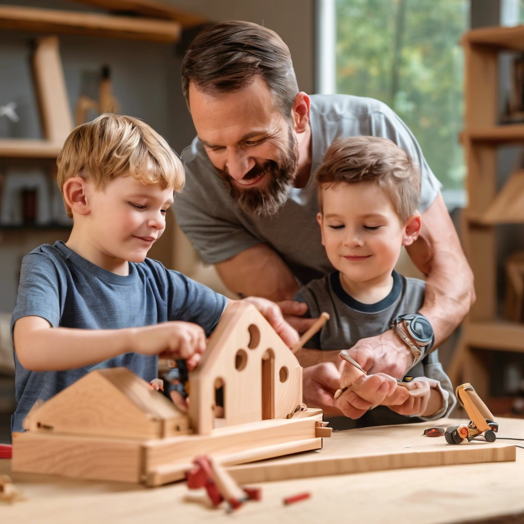 a dad and a son building a creative piece of woodwork.jpg