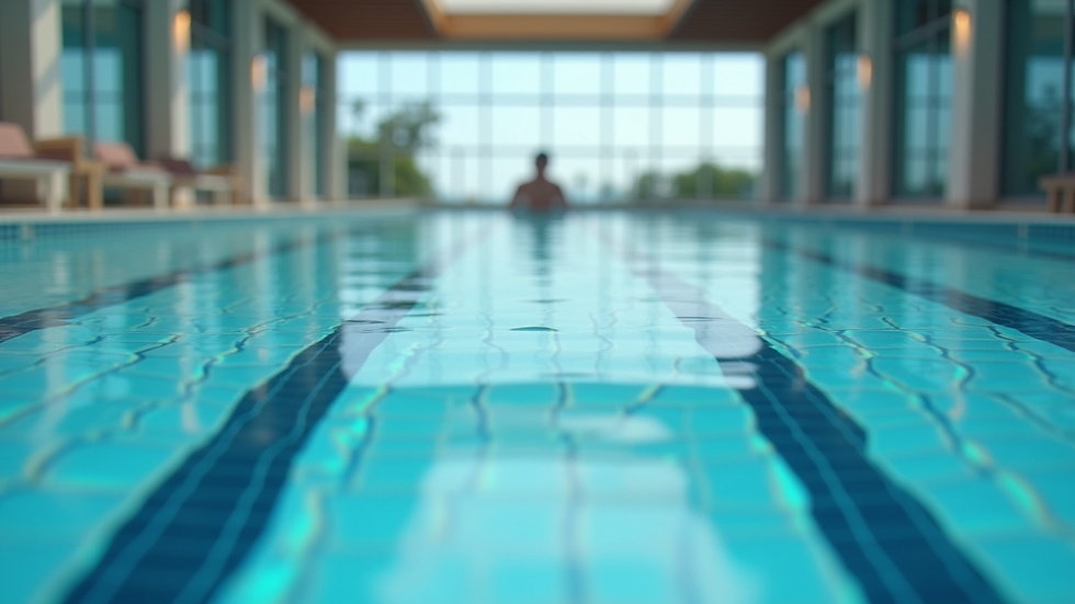 Close-up view of a swimming pool lane with clear water