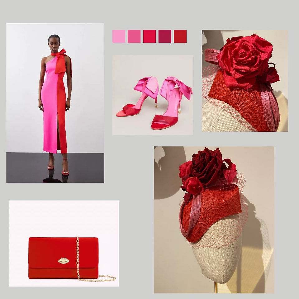 Red & Pink Teardrop Fascinator