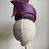 Thumbnail: Purple Straw Button with free form swirl. Silk flower in silver/purple tones