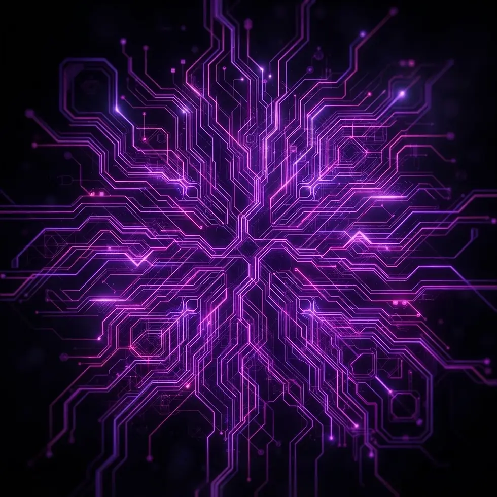 Arte digital roxa neon representando presença online