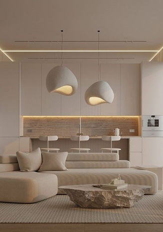 Living Room with Stone Table