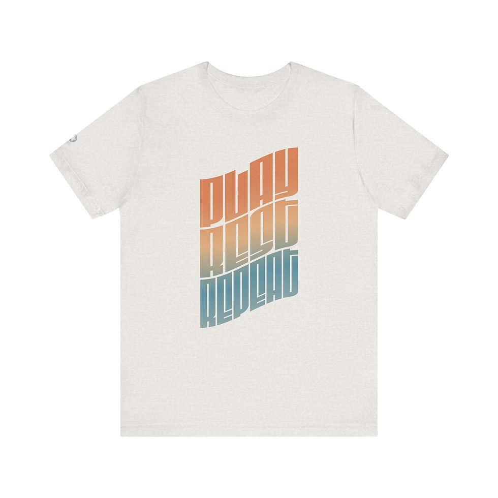 Thumbnail: Soft Unisex T-Shirt – “Play, Rest, Repeat” Rainbow Design in Multiple Colors