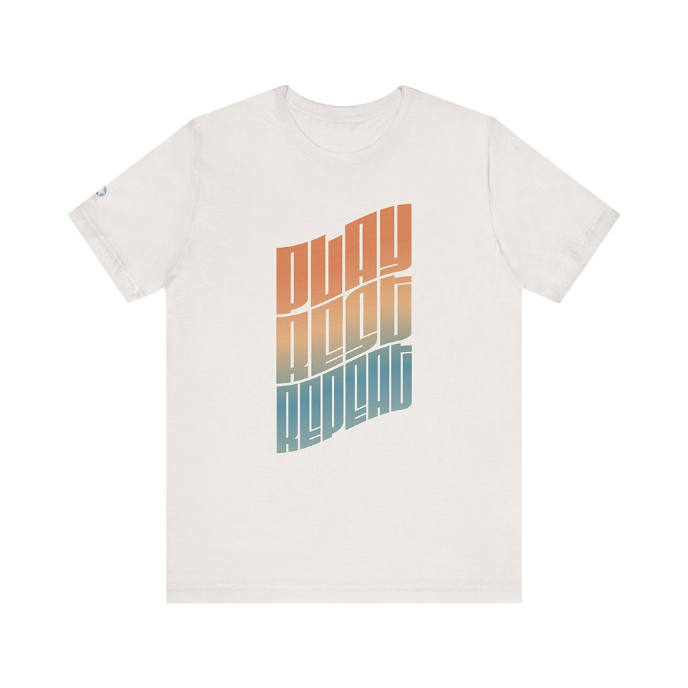 Thumbnail: Soft Unisex T-Shirt – “Play, Rest, Repeat” Rainbow Design in Multiple Colors