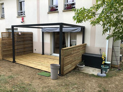 Terrasse bois, Pergola métal 1