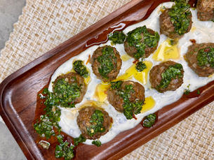 Lamb Meatballs with Chimichurri and Mint Yogurt Sauce