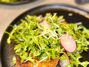 Chicken Milanese with Garlic Lemon Arugula Salad