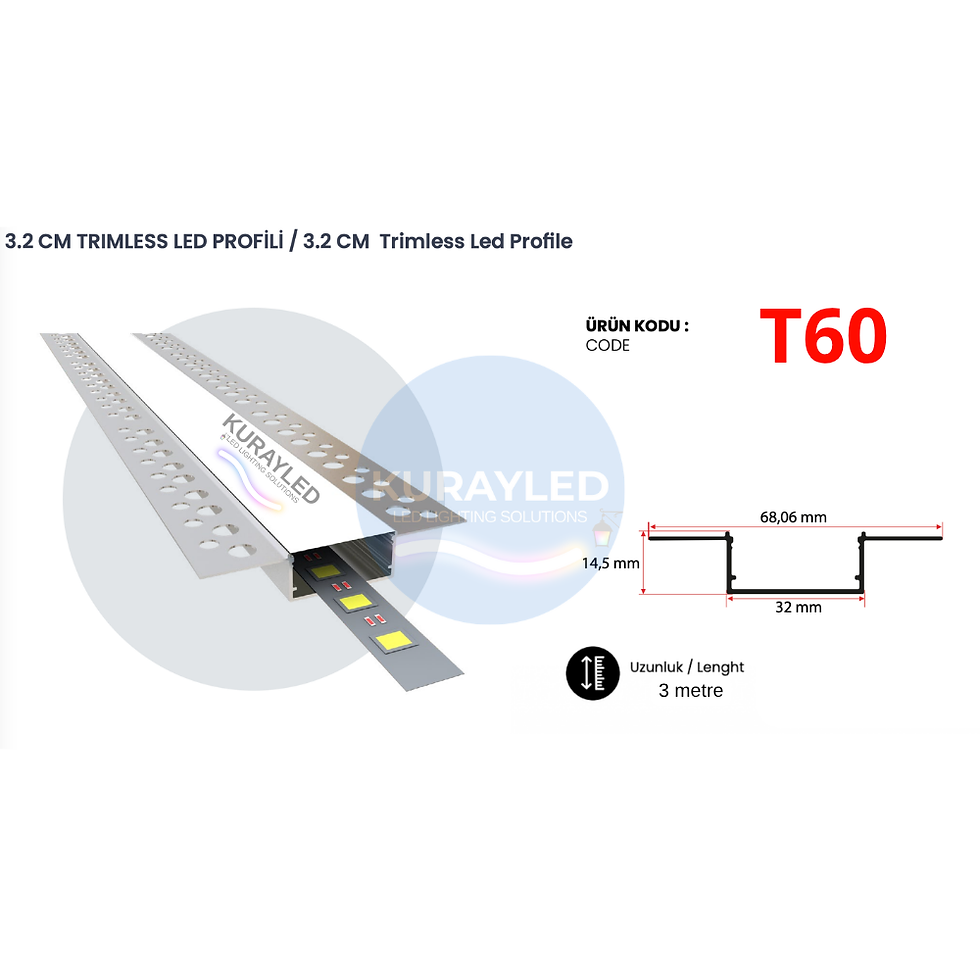T60 3,2cm Trimless LED Profili 32x14,5mm