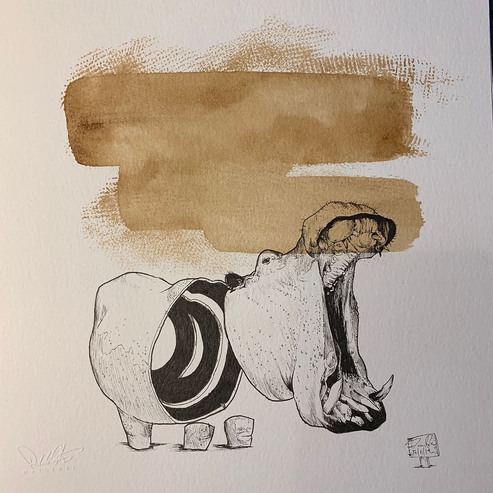Coffee Roar Hippo Ribbon