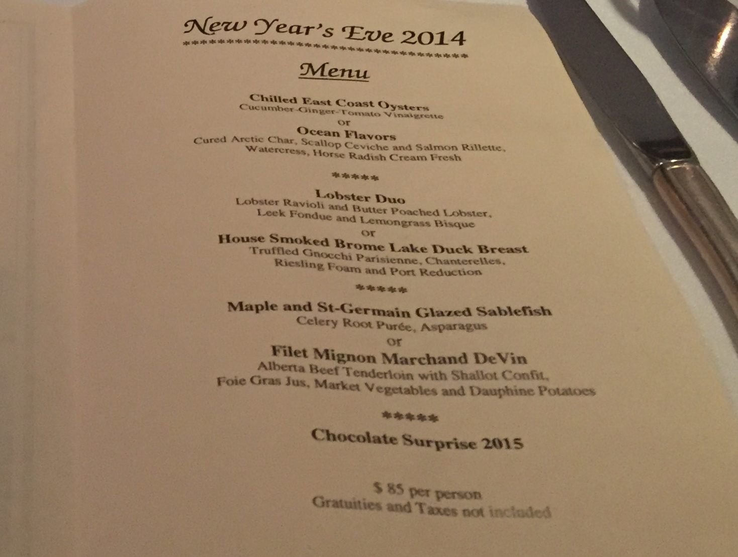 Le Beaujolais Banff NYE Dinner