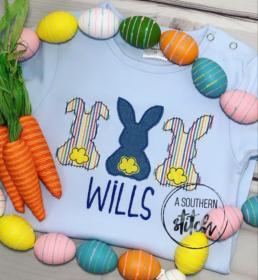 Blue Bunny Trio Applique Shirt