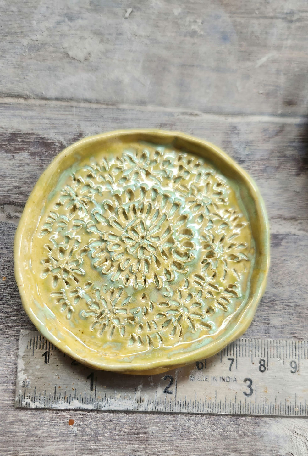 Thumbnail: Ceramic Garlic Grater Blue-ish Lime green 