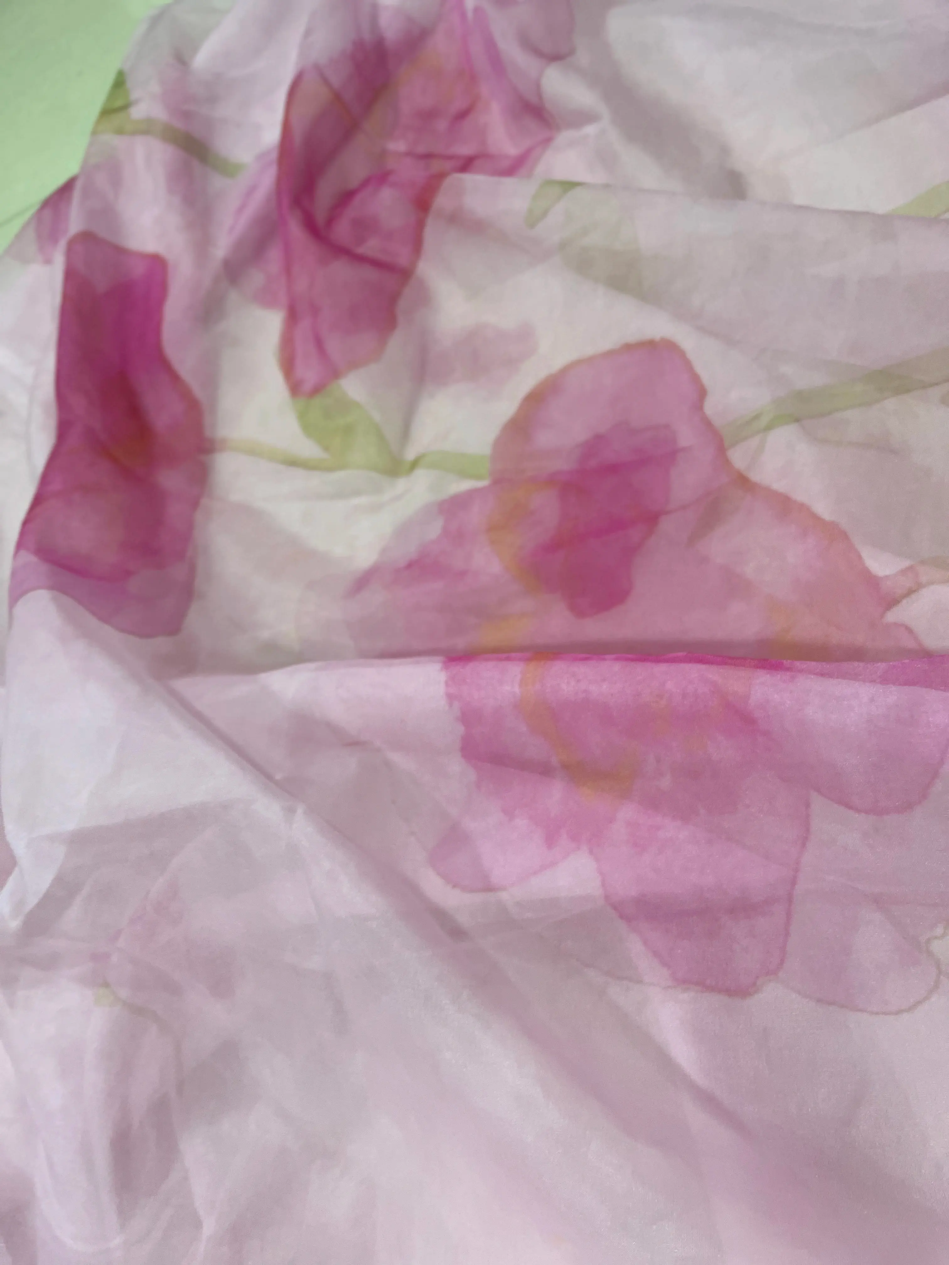 Baby pink organza saree with 