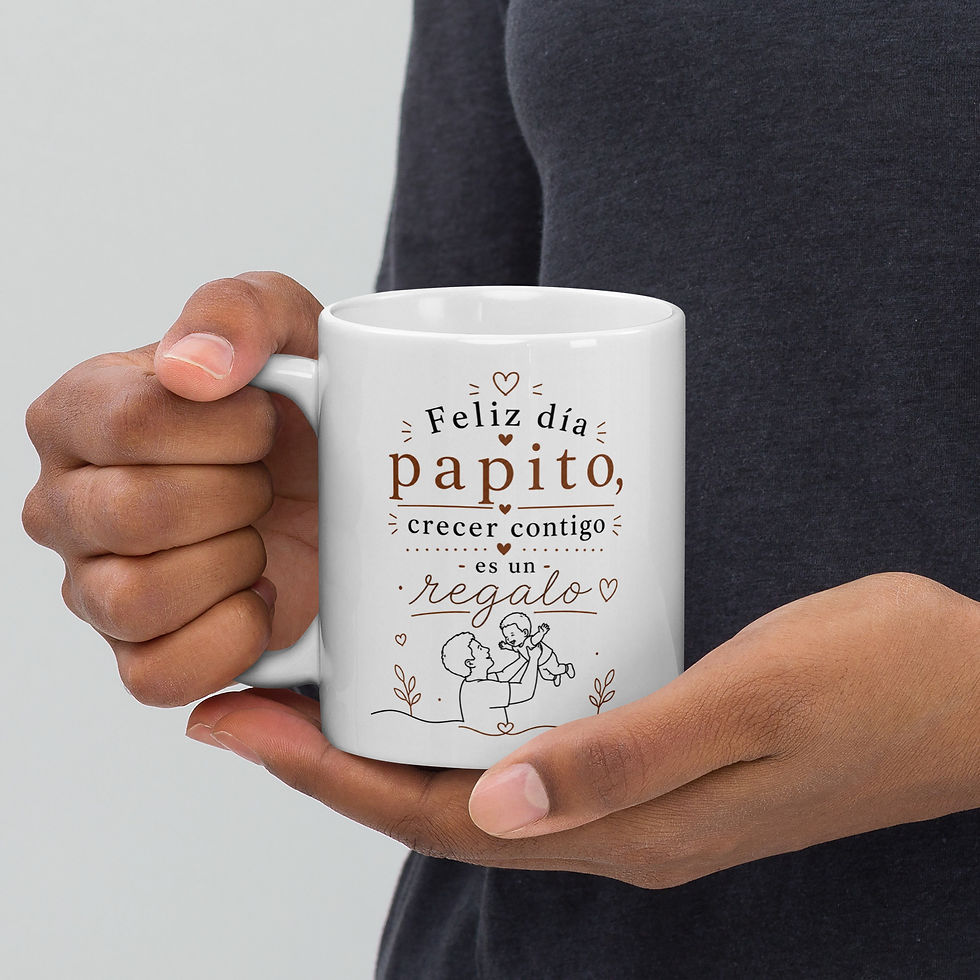 Thumbnail: Feliz día papito, crecer contigo es un regalo - White glossy mug