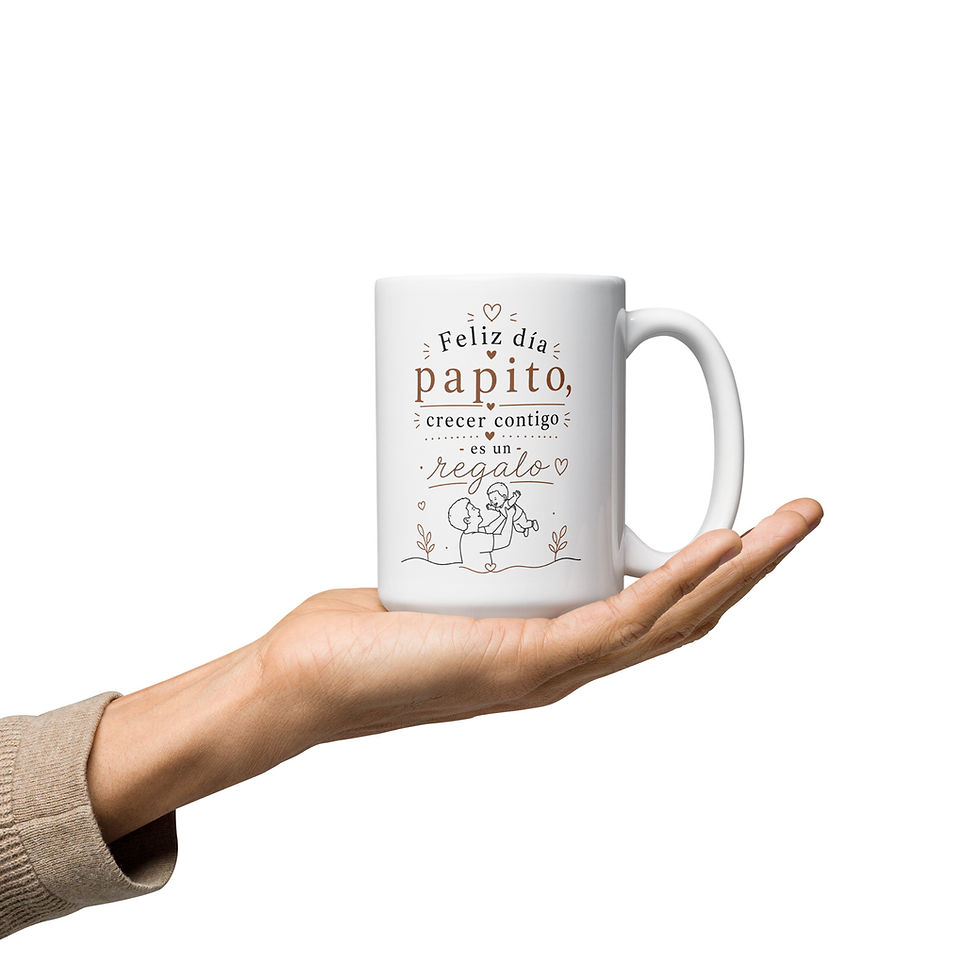 Thumbnail: Feliz día papito, crecer contigo es un regalo - White glossy mug