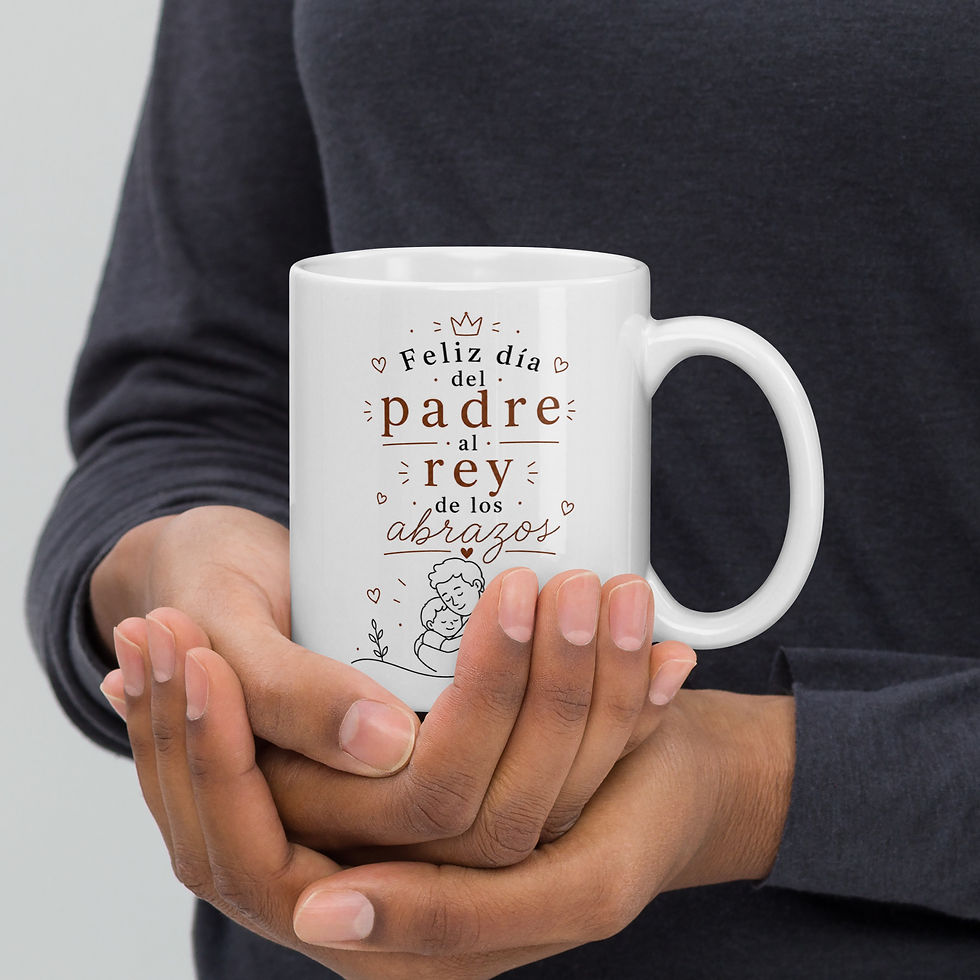 Thumbnail: Feliz día del padre al rey de los abrazos - White glossy mug