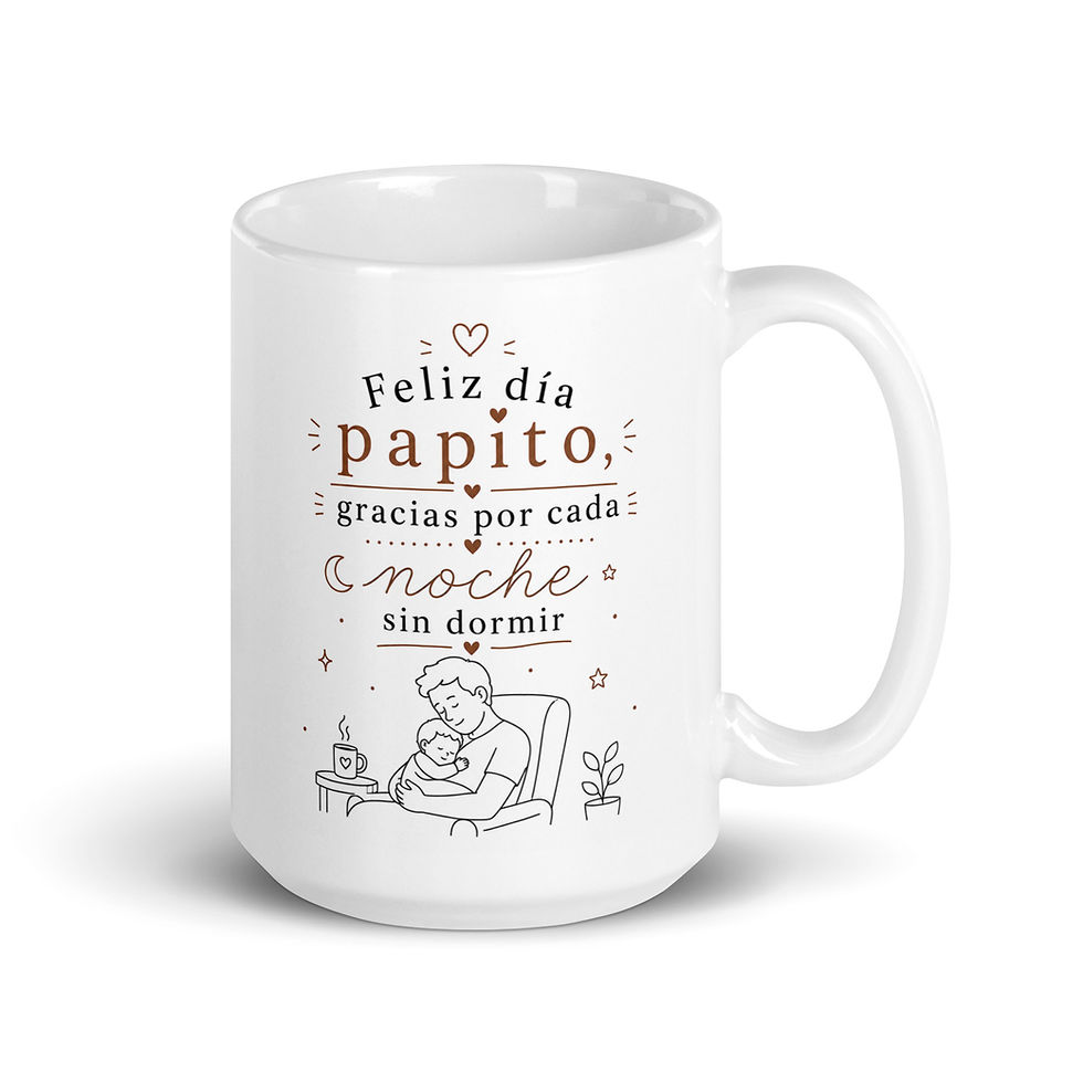Thumbnail: Feliz día papito, gracias por cada noche sin dormir - White glossy mug
