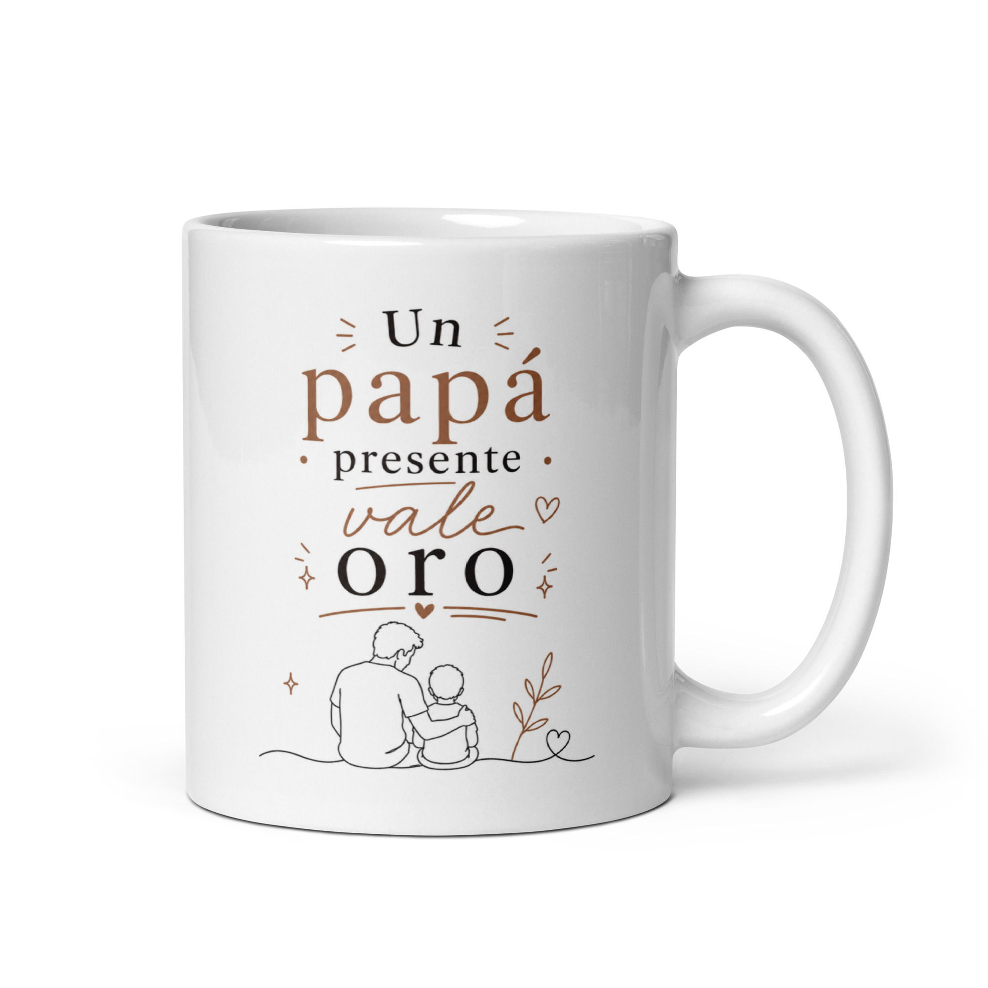 Un papá presente vale oro - White glossy mug