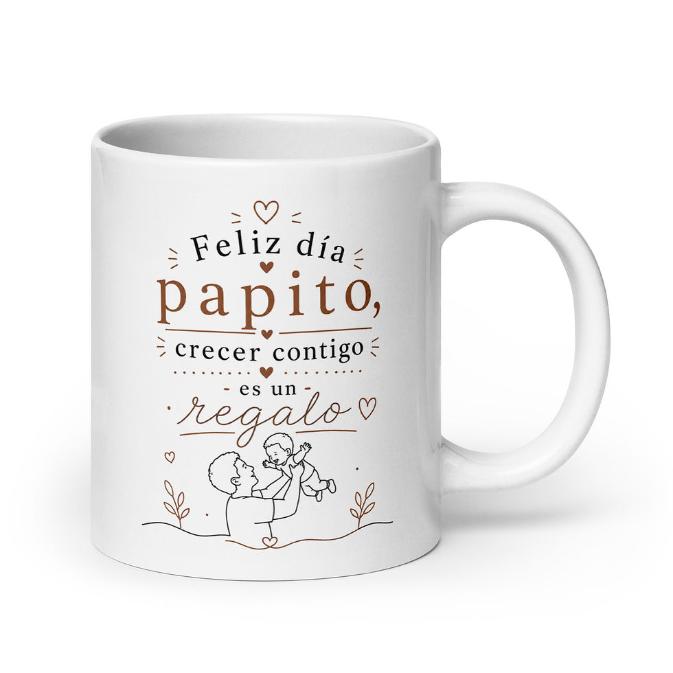 Thumbnail: Feliz día papito, crecer contigo es un regalo - White glossy mug