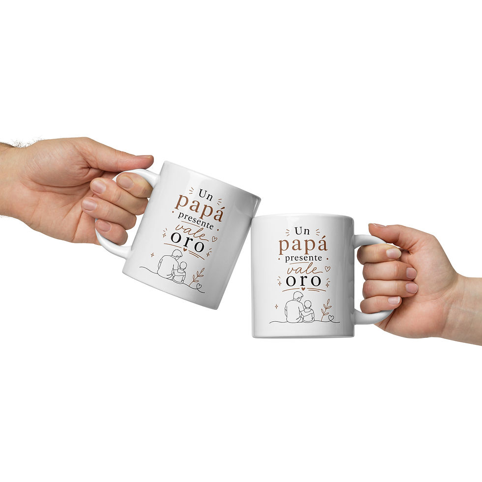 Thumbnail: Un papá presente vale oro - White glossy mug