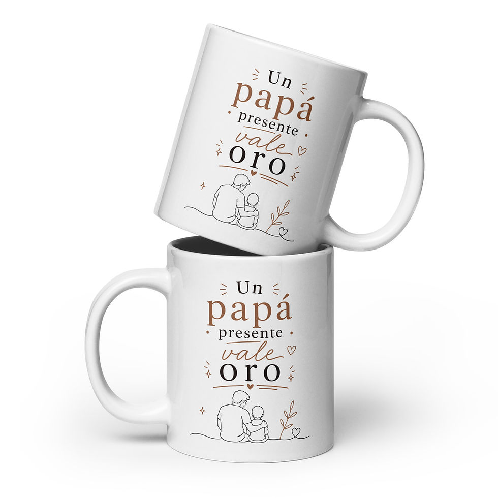 Thumbnail: Un papá presente vale oro - White glossy mug