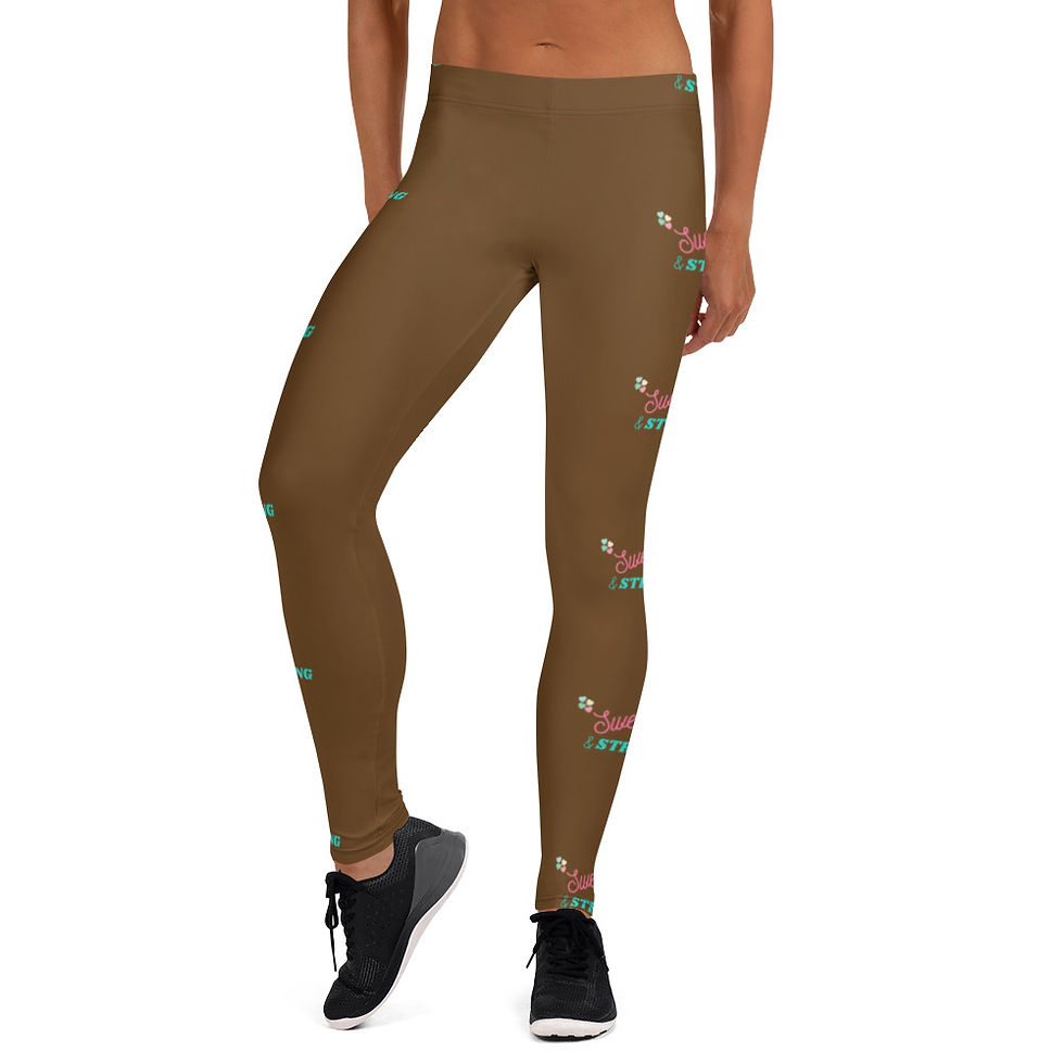 Thumbnail: Sweet Pink Brown Leggings: Vertical Pattern   