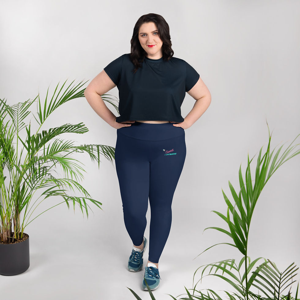 Sweet Pink Navy Blue Plus Size Leggings