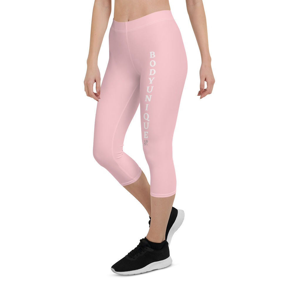 Thumbnail: Body Unique Pink Capri Leggings: White Logo