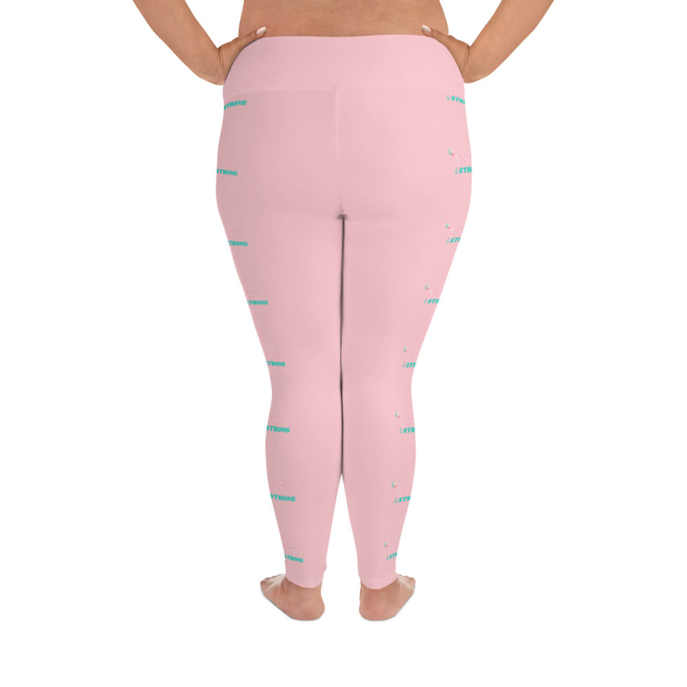 Sweet White Pink Plus Size Leggings: Vertical Stripe