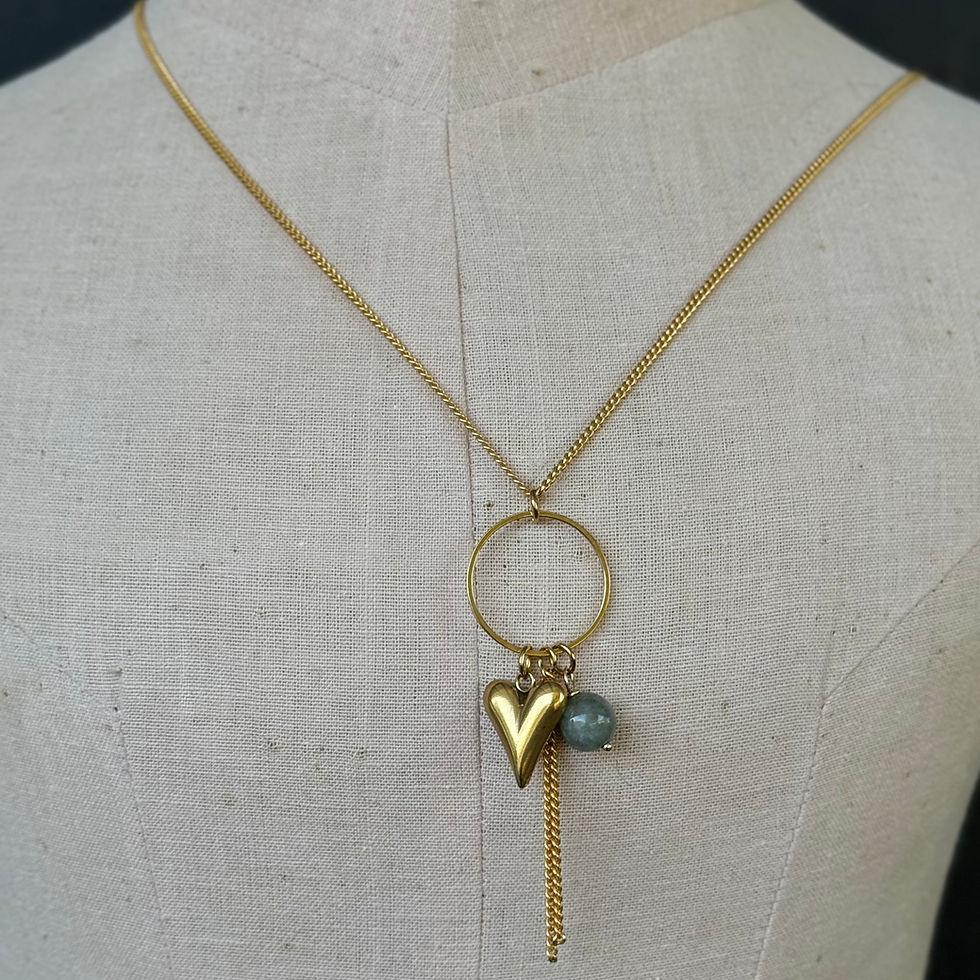 שרשרת ארוכה לב נפוח נגיעת טורקיז